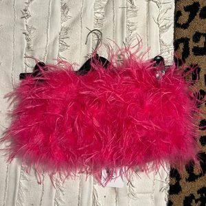 Chanel Fuchsia Faux Feather